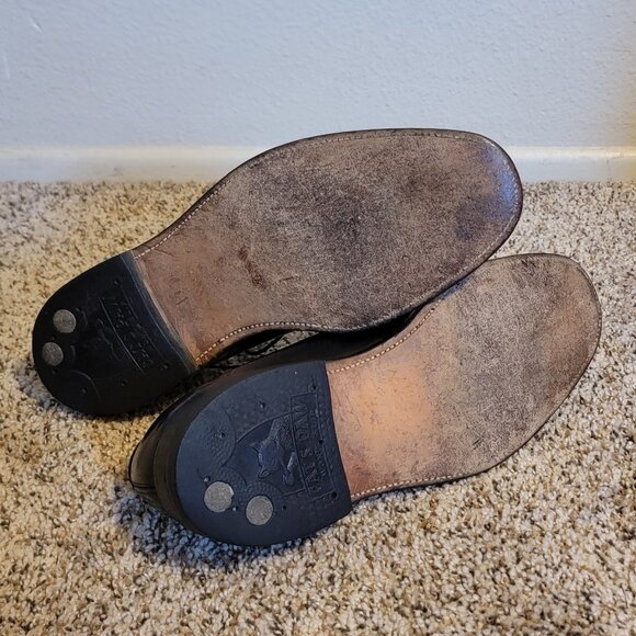 Florsheim Black SHELL CORDOVAN 9 1/2 D Plain Toe Blucher Oxfords 353219 - Picture 5 of 8